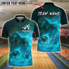 BlueJose Bowling And Pins Bowlosaurus T-Rex Firestorm Customized Name, Team Name 3D Shirt (4 Colors)