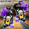 BlueJose Bowling And Pins Happy Beer Mug Dancing Pose Customized Name, Team Name 3D Shirt (4 Colors)