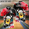 BlueJose Bowling And Pins Happy Beer Mug Dancing Pose Customized Name, Team Name 3D Shirt (4 Colors)