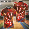 BlueJose Bowling And Pins Space Astronaut Neon Galaxy Customized Name, Team Name 3D Shirt (4 Colors)