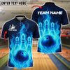 BlueJose Bowling And Pins Fire Pins & Ball Customized Name, Team Name 3D Shirt (4 Colors)