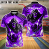 BlueJose Bowling Grim Reaper Flames Customized Name, Team Name 3D Shirt (4 Colors)