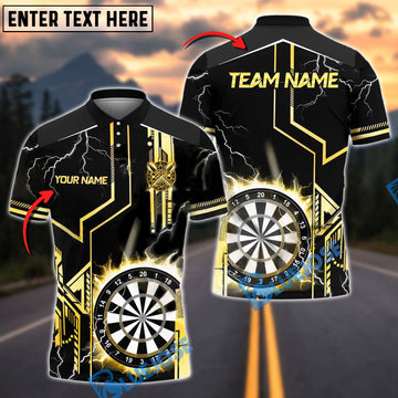 BlueJose Darts Game Lightning Target Personalized Name, Team Name Shirt (4 Colors)