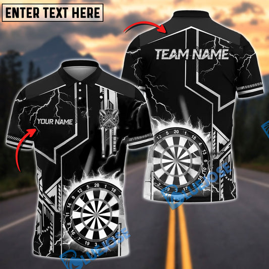 BlueJose Darts Game Lightning Target Personalized Name, Team Name Shirt (4 Colors)