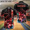 BlueJose Bowling And Pins Strike Explosion Lightning Customized Name, Team Name 3D Shirt (4 Colors)