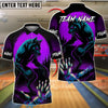 BlueJose Bowling And Pins Werewolf Eyes Moon Customized Name, Team Name 3D Shirt (4 Colors)
