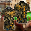 BlueJose Billiards Ball 8 Tribal Lion Head Polynesian Tattoo Pattern Personalized Name Shirt (4 Colors)