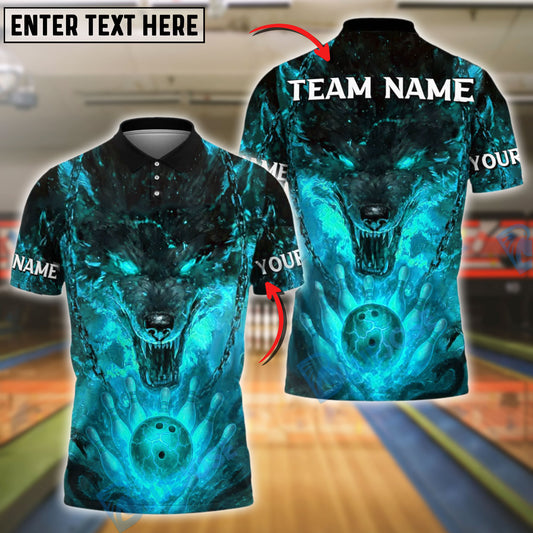 BlueJose Bowling And Pins Inferno Wolf Rage Customized Name, Team Name 3D Shirt (4 Colors)