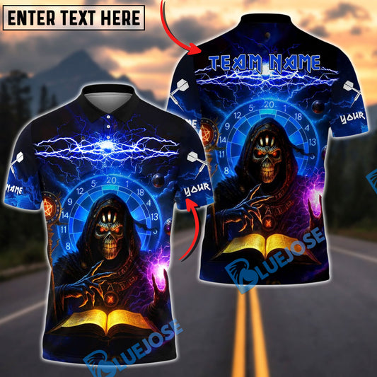 BlueJose Darts Wizard Green Lightning Book Customized Name, Team Name 3D Shirt (4 Colors)