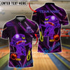 BlueJose Bowling And Pins Zombie Neon Glow Customized Name, Team Name 3D Shirt (4 Colors)
