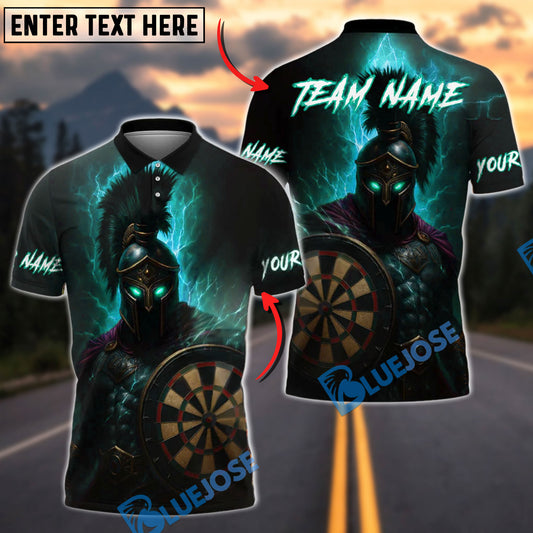 BlueJose Darts Spartan Warrior Lightning Customized Name, Team Name 3D Shirt (4 Colors)