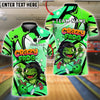 BlueJose Bowling And Pins Crazy Frog Pilot Adventure Style Customized Name, Team Name 3D Shirt (4 Colors)