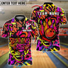 BlueJose Bowling And Pins Neon Graffiti Splash Customized Name, Team Name 3D Shirt (4 Colors)