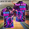 BlueJose Bowling Neon Cartoon Ball Never Give Up Customized Name, Team Name 3D Shirt (4 Colors)