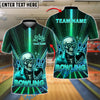 BlueJose Bowling Skull Neon Glow Customized Name, Team Name 3D Shirt (4 Colors)