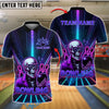 BlueJose Bowling Skull Neon Glow Customized Name, Team Name 3D Shirt (4 Colors)
