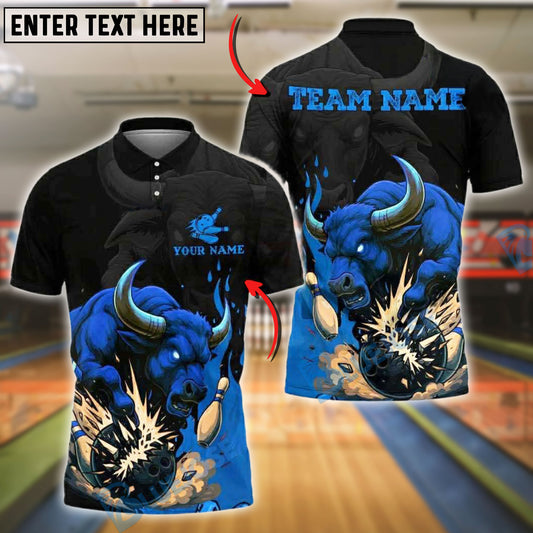BlueJose Bowling Bull Power Customized Name, Team Name 3D Shirt (4 Colors)