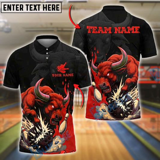 BlueJose Bowling Bull Power Customized Name, Team Name 3D Shirt (4 Colors)