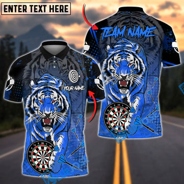 BlueJose Darts Roaring Tiger Attack Theme Personalized Name, Team Name Shirt (4 Colors)