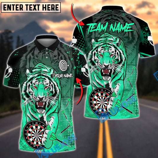 BlueJose Darts Roaring Tiger Attack Theme Personalized Name, Team Name Shirt (4 Colors)