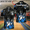 BlueJose Bowling And Pins Wolf Attack Dark Fury Customized Name, Team Name 3D Shirt (4 Colors)