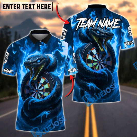 BlueJose Darts Venom Snake Dartboard Toxic Green Flame Customized Name, Team Name 3D Shirt (4 Colors)