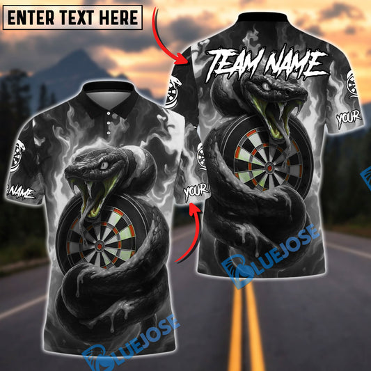 BlueJose Darts Venom Snake Dartboard Toxic Green Flame Customized Name, Team Name 3D Shirt (4 Colors)