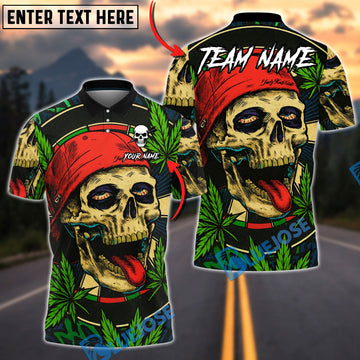 BlueJose Darts Skull Weed Beanie High Skull Art Multicolor Options Personalized Name Shirt (4 Colors)