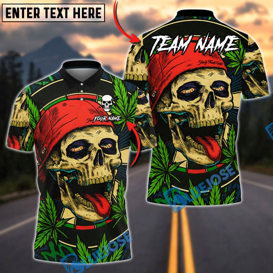 BlueJose Darts Skull Weed Beanie High Skull Art Multicolor Options Personalized Name Shirt (4 Colors)