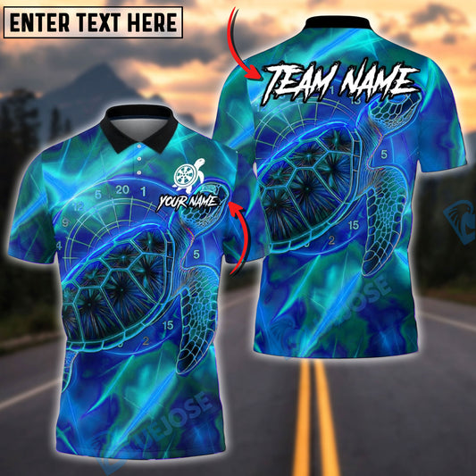 BlueJose Darts Turtle Dartboard Neon Glow Pattern Multicolor Options Personalized Name Shirt (4 Colors)