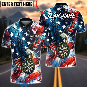 BlueJose Darts Bald Eagle Darts USA Flag Personalized Name Shirt