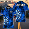 BlueJose Darts Aqua Flame Board Style Multicolor Options Personalized Name Shirt (4 Colors)