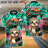 BlueJose Bowling & Pins Street Life Sloth Neon Graffiti Customized Name, Team Name 3D Shirt (4 Colors)