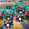 BlueJose Bowling & Pins Street Life Panda Graffiti Neon Flash Customized Name, Team Name 3D Shirt (4 Colors)