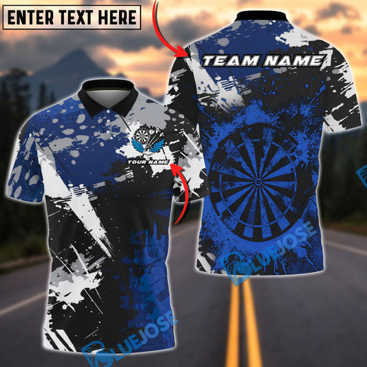 BlueJose Darts Dartboard Paint Splash Multicolor Options Personalized Name Shirt (4 Colors)