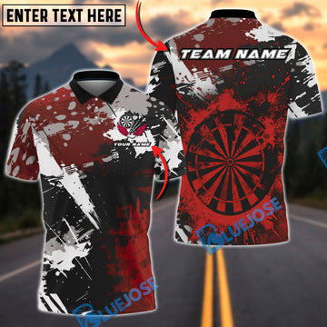 BlueJose Darts Dartboard Paint Splash Multicolor Options Personalized Name Shirt (4 Colors)