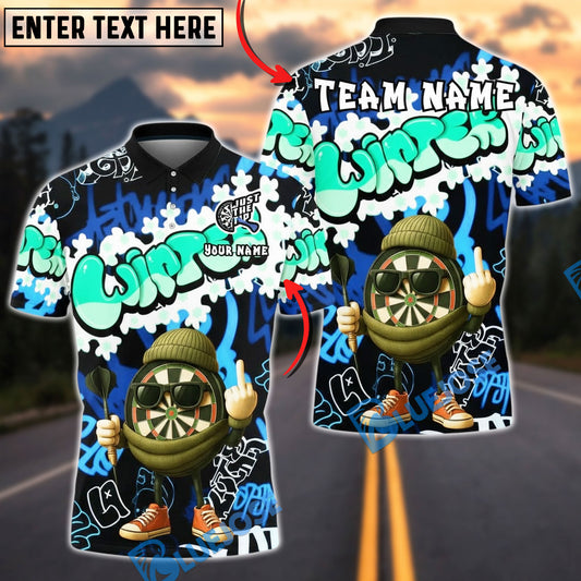 BlueJose Darts Graffiti Style Dartboard Street Art Personalized Name, Team Name Unisex Shirt (4 Colors)