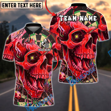 BlueJose Darts Psychedelic Skull Dartboard Neon Art Personalized Name, Team Name Unisex Shirt (4 Colors)