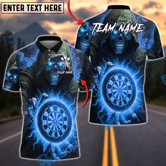 BlueJose Darts Grim Reaper Fire Hand Dartboard Personalized Name, Team Name Unisex Shirt (4 Colors)