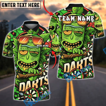 BlueJose Darts Funny Green Leaf Dartboard Cartoon Personalized Name, Team Name Unisex Shirt (4 Colors)