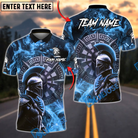 BlueJose Darts Spartan Ancient Spartan Warrior With Burning Shield Dartboard Personalized Name, Team Name Unisex Shirt (4 Colors)