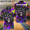 BlueJose Bowling Skull Hand Neon Splash Customized Name, Team Name 3D Shirt (4 Colors)