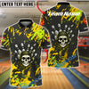BlueJose Bowling Skull Hand Neon Splash Customized Name, Team Name 3D Shirt (4 Colors)