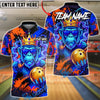 BlueJose Bowling & Pins Gorilla King Neon Graffiti Customized Name, Team Name 3D Shirt (4 Colors)