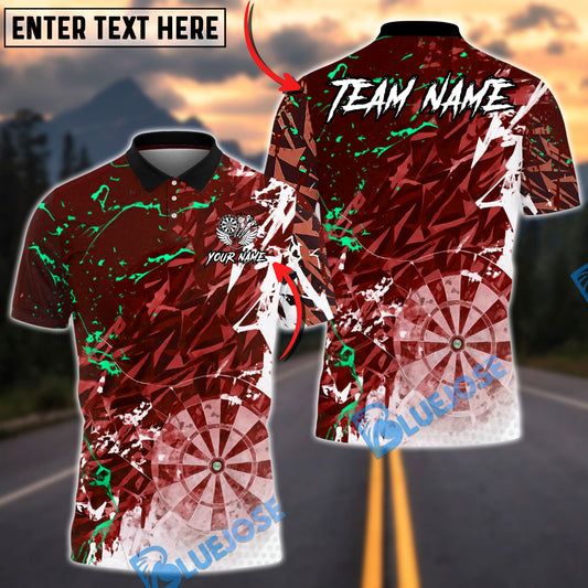 BlueJose Darts Dartboard Geometric Shatter Effect Multicolor Options Personalized Name Shirt (4 Colors)