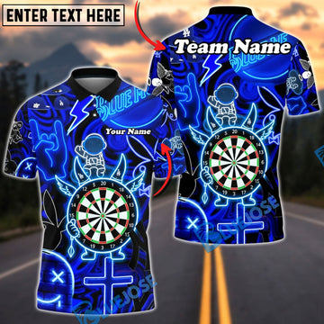 BlueJose Darts Neon Dartboard Electric Astronaut Glow Multicolor Options Personalized Name Shirt (4 Colors)