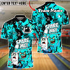 BlueJose Bowling Spare Me Cartoon Fire Burst  Customized Name, Team Name 3D Shirt (4 Colors)
