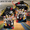 BlueJose Bowling Funny Ball And Pins Beer Drunk Customized Name, Team Name 3D Shirt (6 Colors)