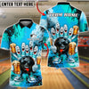 BlueJose Bowling And Pins Bad Attitude Cartoon Beer Party Gang Customized Name, Team Name 3D Shirt (4 Colors)