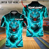 BlueJose Bowling And Pins Fierce Tiger Lightning Customized Name, Team Name 3D Shirt (4 Colors)